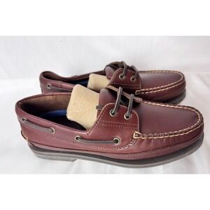 West Marine Nautical Gear Men's Dark Brown Leather Boat Shoes Size 7M Top Siders